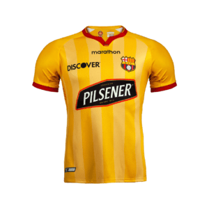 A yellow and light brown stripes jersey