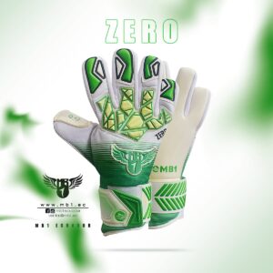 A white and green pair of gloves