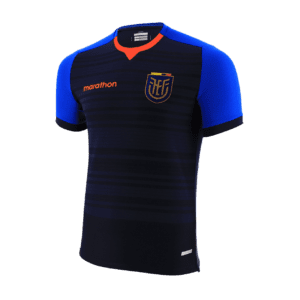 A blue and black jersey with logo