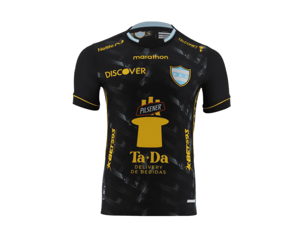 A black jersey with gold texts
